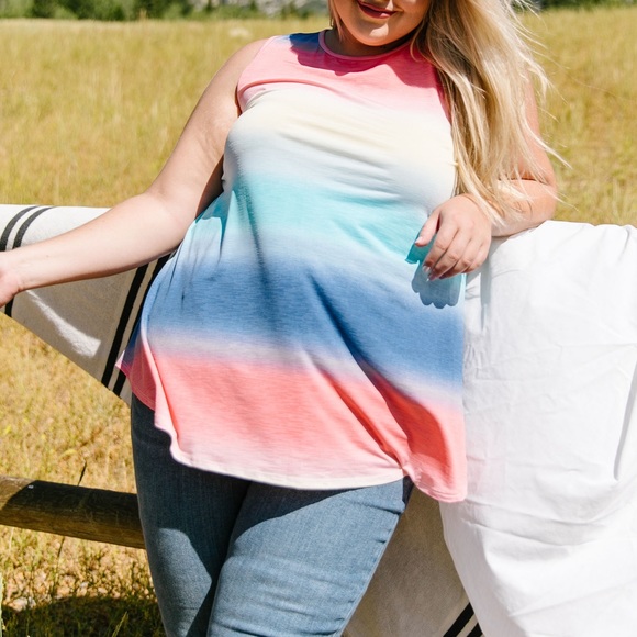 Pastel Gradient Stripes in Blue & Coral - Picture 3 of 13